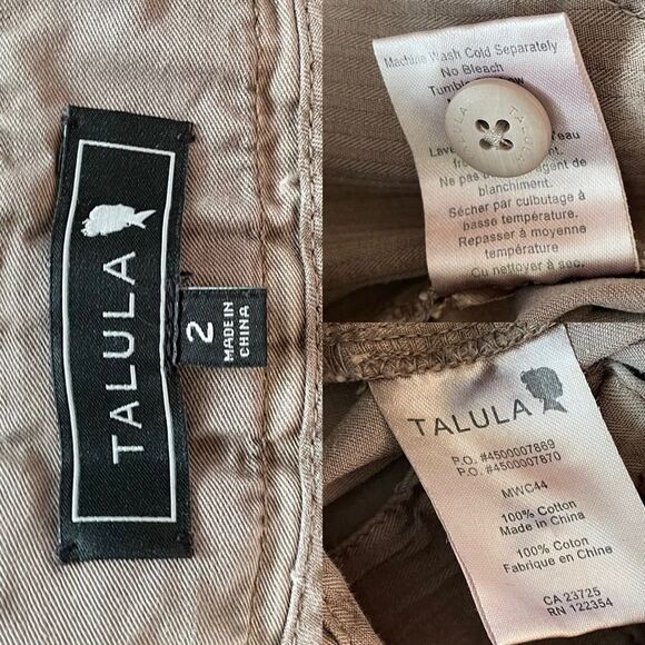 ARITZIA Talula Taupe Cotton Chino Shorts With Elastic Bottom 2 - Picture 3 of 3